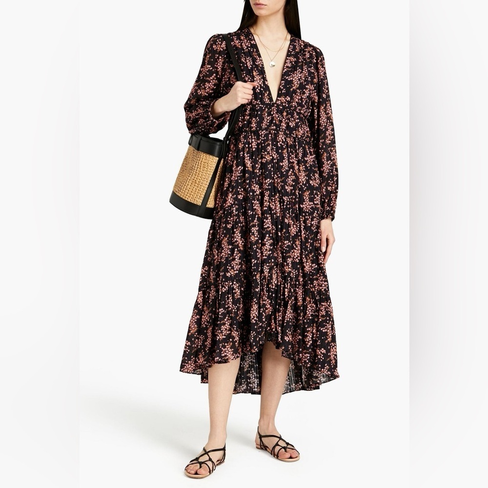 ULLA JOHNSON Joan floral print midi length dress size 10